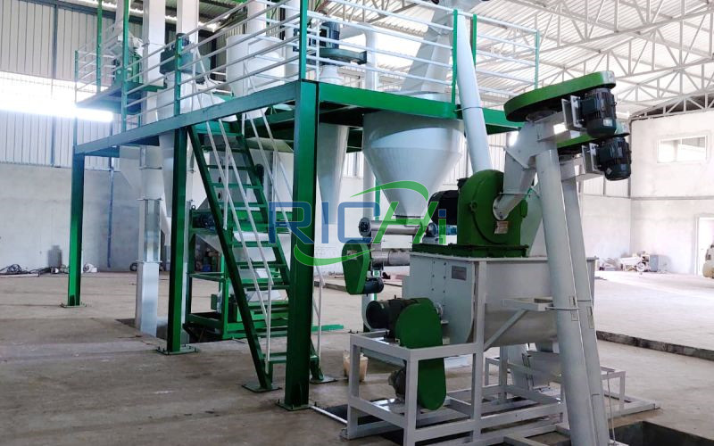 3D Of 1-2T/H Animal Poultry Livestock Feed Pellet Production Line Installation